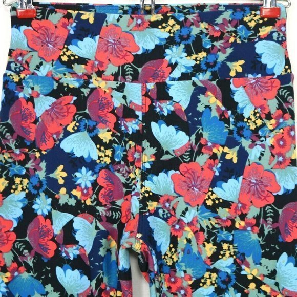 LuLaRoe Leggings Black Blue Pink Yellow Purple Floral One Size OS - Picture 5 of 11